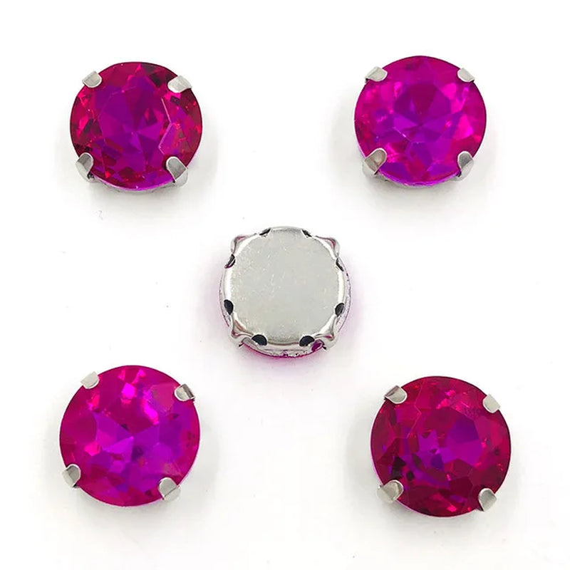 Colorful round Gemstones Crystal Glass Rhinestones with Sliver Claw Flatback Sew on Stone for Rhinestones Clothes Accessories