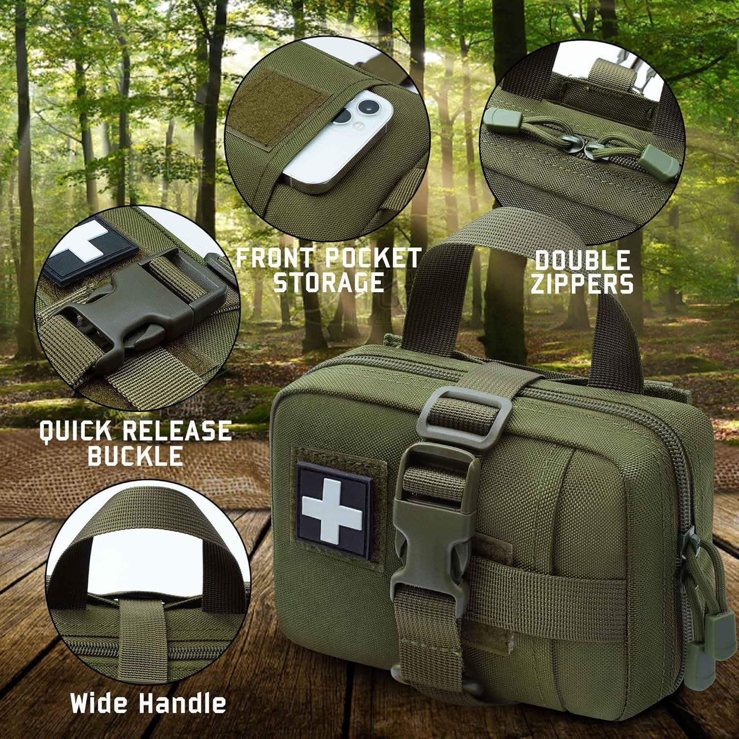 Upgrade Molle Rip Away Ifak Pouch, Tactical Small Belt First Aid Pouch Medical Utility EMT Pouch Only