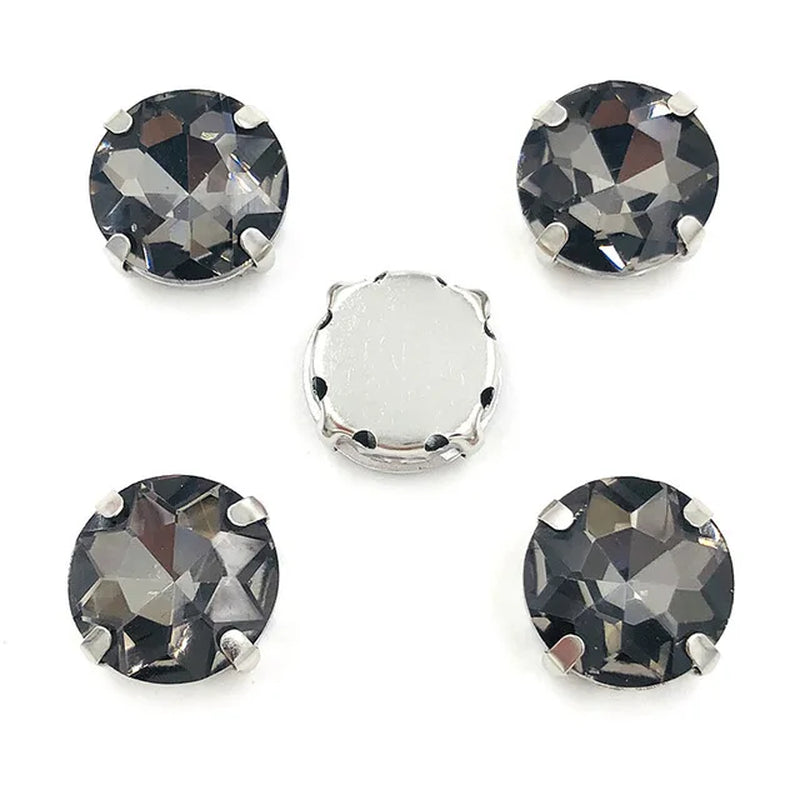 Colorful round Gemstones Crystal Glass Rhinestones with Sliver Claw Flatback Sew on Stone for Rhinestones Clothes Accessories