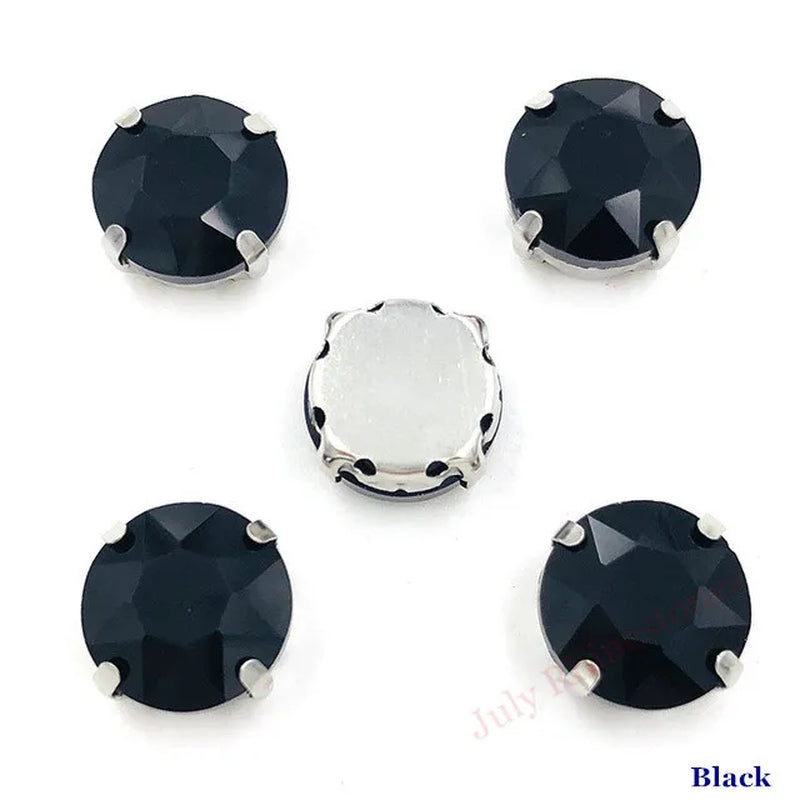 Colorful round Gemstones Crystal Glass Rhinestones with Sliver Claw Flatback Sew on Stone for Rhinestones Clothes Accessories