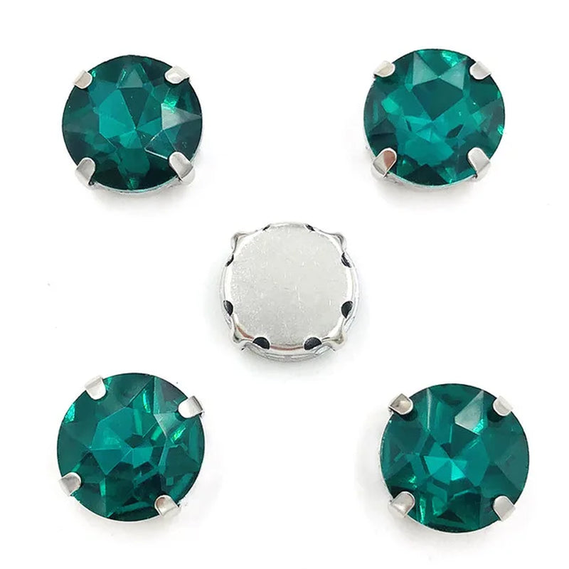 Colorful round Gemstones Crystal Glass Rhinestones with Sliver Claw Flatback Sew on Stone for Rhinestones Clothes Accessories