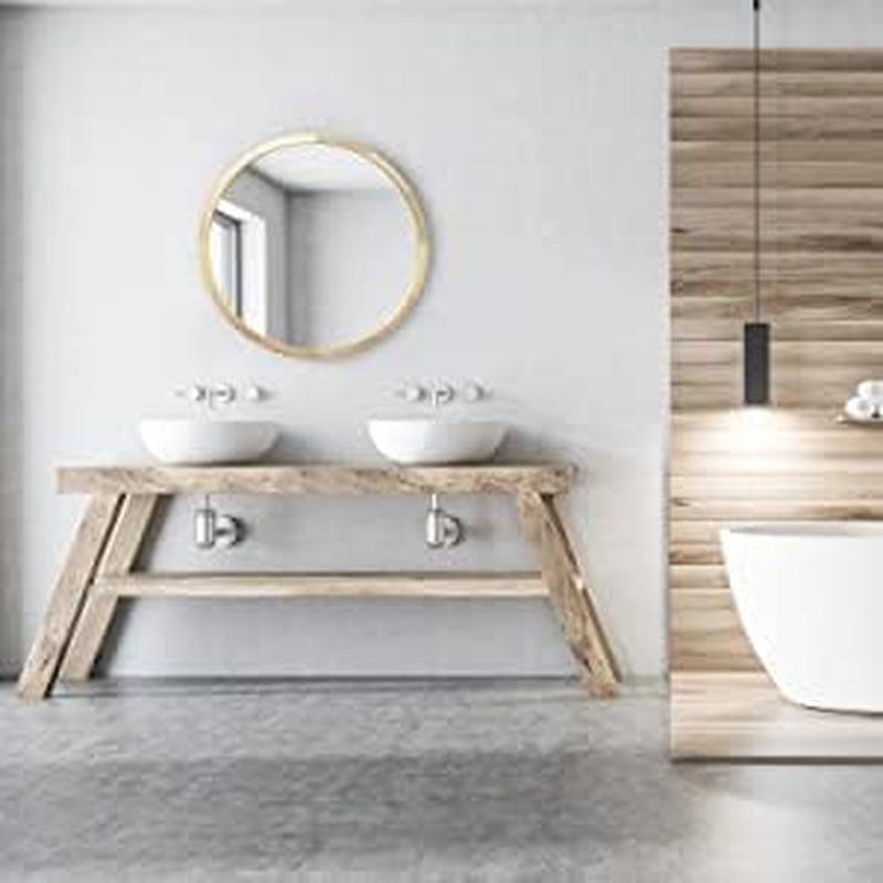 Wall Mirror, round Mirror, Decorative Wood Frame Mirrors for Bathroom Entryways Living Rooms and Powder Room,Bedroom (Natural Wood, Large 24“)