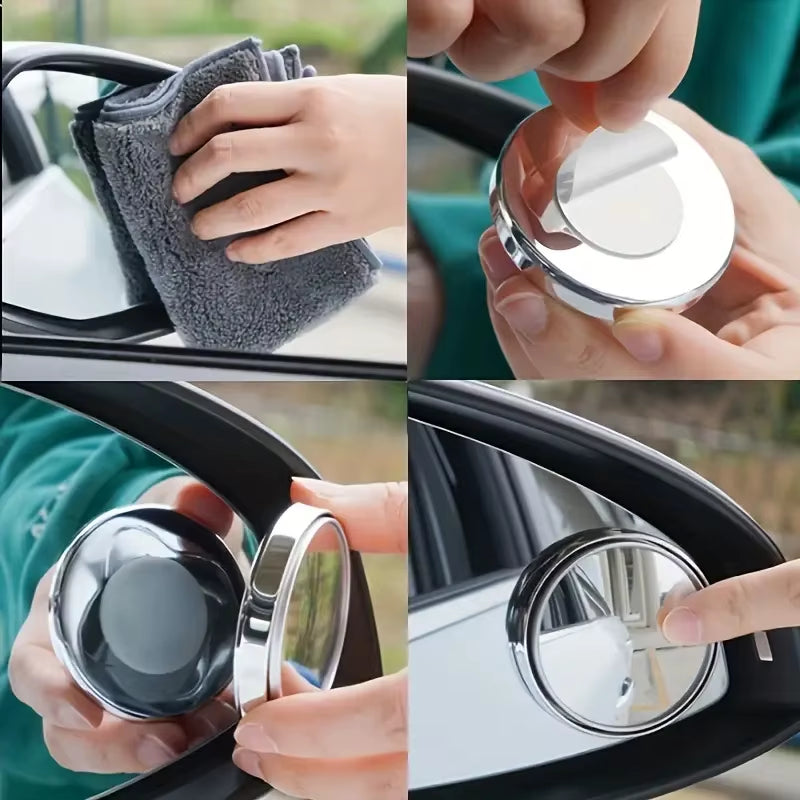A Pair of 360-Degree Adjustable Wide-Angle Blind Spot Mirrors, Reversing Mirrors, and Rearview Mirrors
