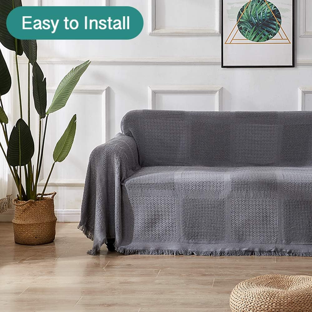 RHF Couch Covers for 3 Cushion Sectional Couch , Sofa Covers for Living Room, Dogs, Couch Protector(Large:Dark Grey)